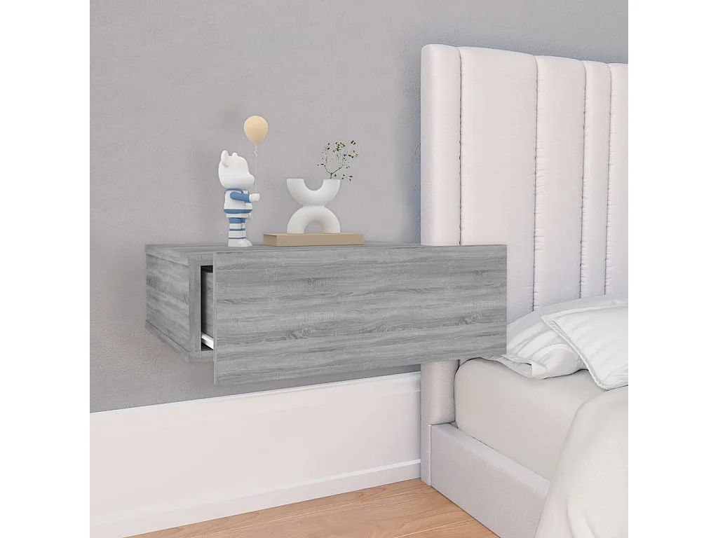 Hängende 2er-Set Nachttische Nachtschrank Grau Sonoma 40x30x15 cm -RN30022