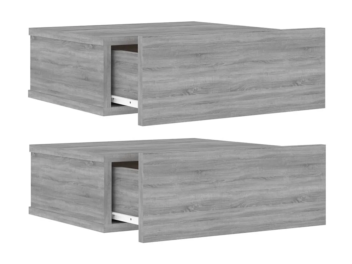 Hängende 2er-Set Nachttische Nachtschrank Grau Sonoma 40x30x15 cm -RN30022
