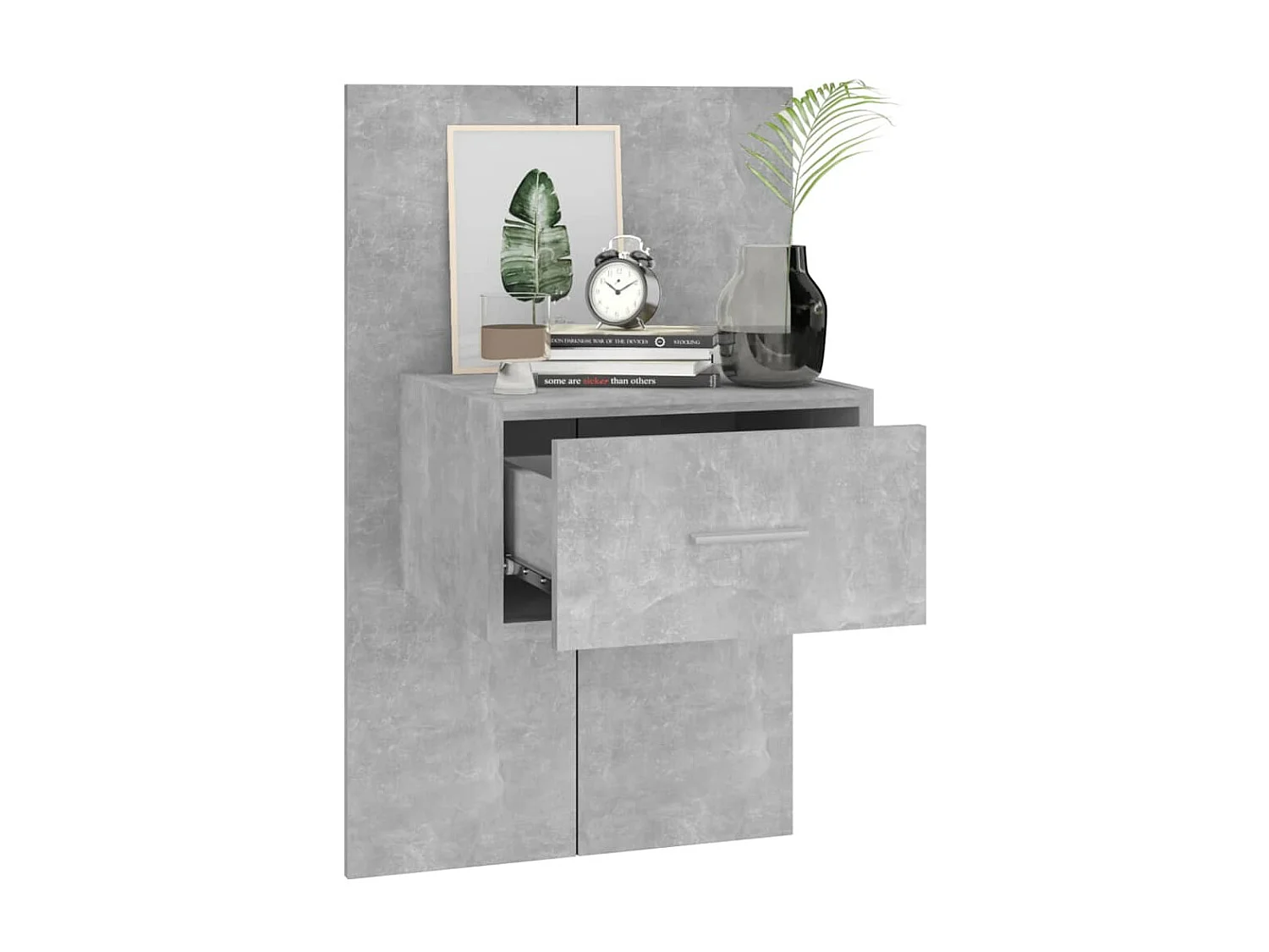 2er-Set Wand-Nachttische Nachtschrank Betongrau -RN41484