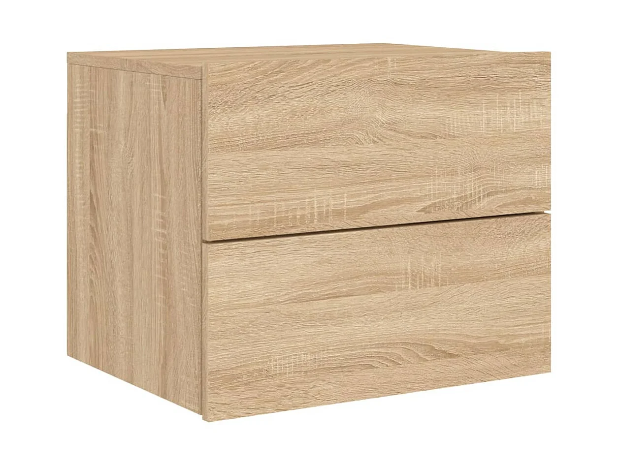 2er-Set Wand-Nachttische Nachtschrank mit LED-Leuchten Sonoma-Eiche -RN42184
