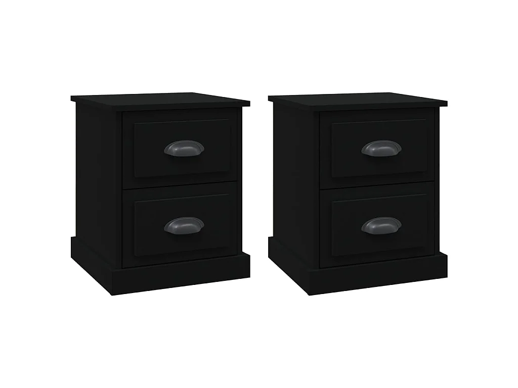 2er-Set Nachttische Nachtschrank Schwarz 39x39x47,5 cm Holzwerkstoff -RN89532