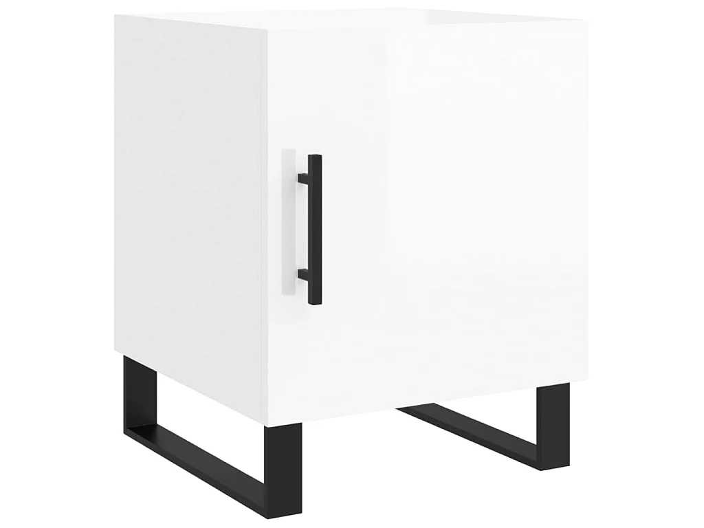 Nachttisch Nachtschrank Hochglanz-Weiß 40x40x50 cm Holzwerkstoff -RN32886