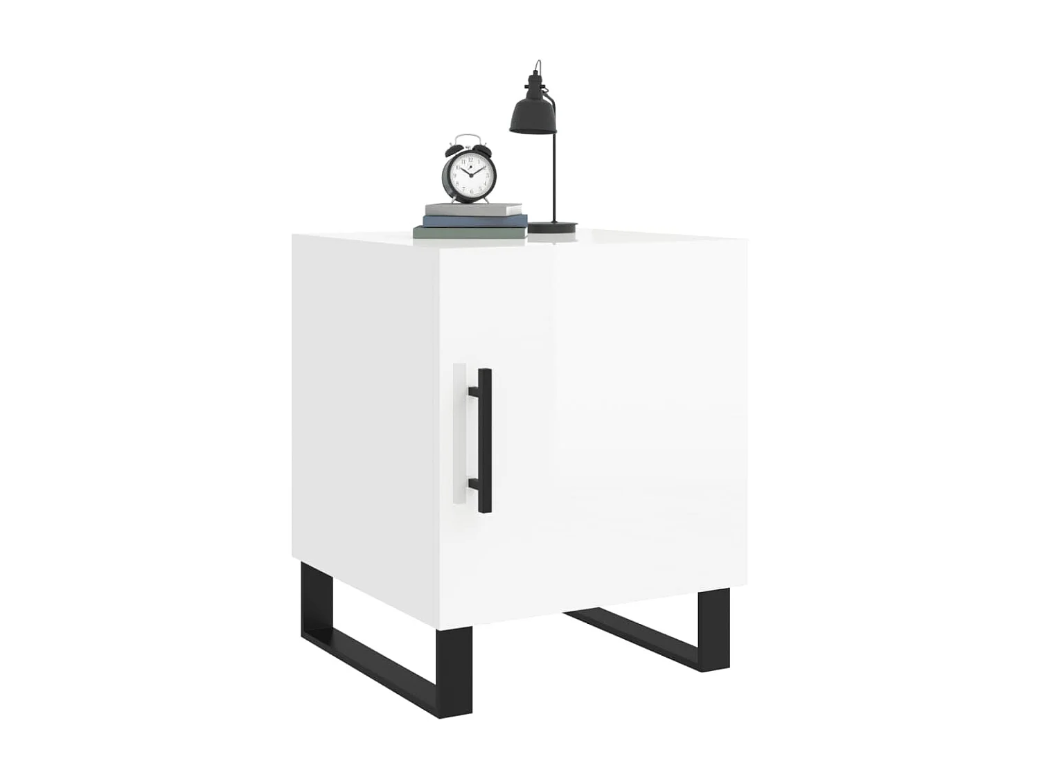 Nachttisch Nachtschrank Hochglanz-Weiß 40x40x50 cm Holzwerkstoff -RN32886