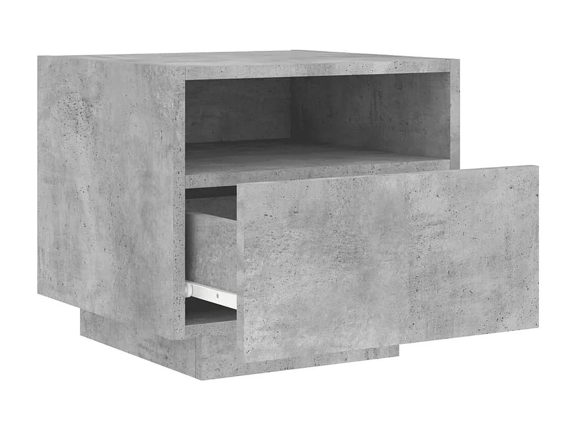 Nachttisch Nachtschrank mit LED-Leuchten Betongrau 40x39x37 cm -RN42461