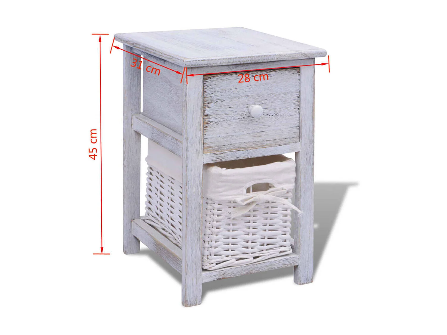 Nachttisch Holz Nachtschrank Weiß -RN32627