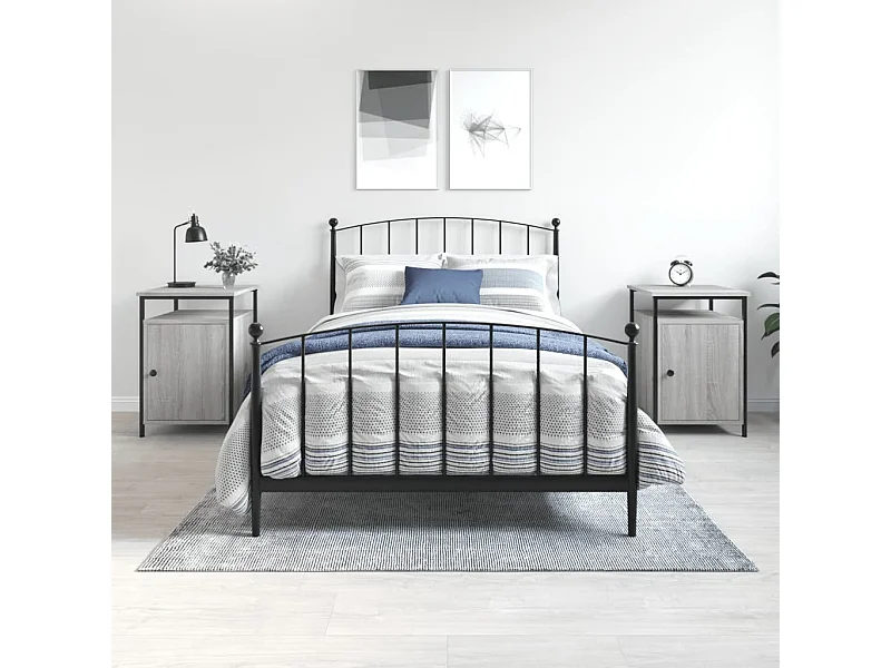 2er-Set Nachttische Nachtschrank Grau Sonoma 40x42x60 cm Holzwerkstoff -RN58483