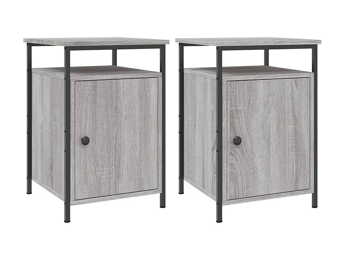 2er-Set Nachttische Nachtschrank Grau Sonoma 40x42x60 cm Holzwerkstoff -RN58483