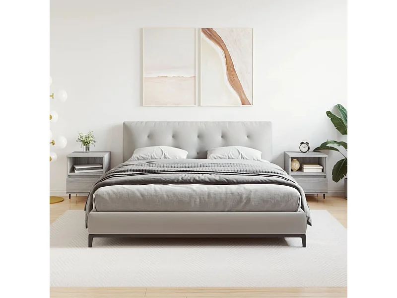 2er-Set Nachttische Nachtschrank Grau Sonoma 40x35x50 cm Holzwerkstoff -RN80536