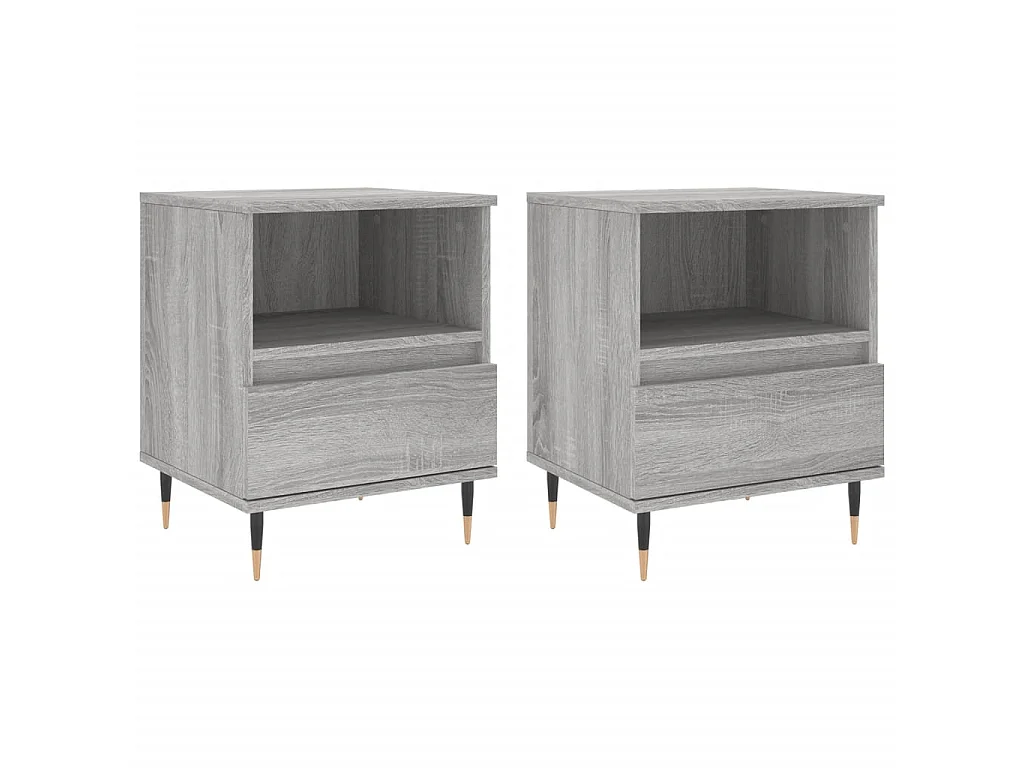 2er-Set Nachttische Nachtschrank Grau Sonoma 40x35x50 cm Holzwerkstoff -RN80536