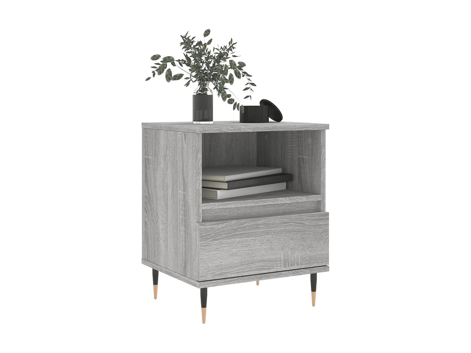 2er-Set Nachttische Nachtschrank Grau Sonoma 40x35x50 cm Holzwerkstoff -RN80536