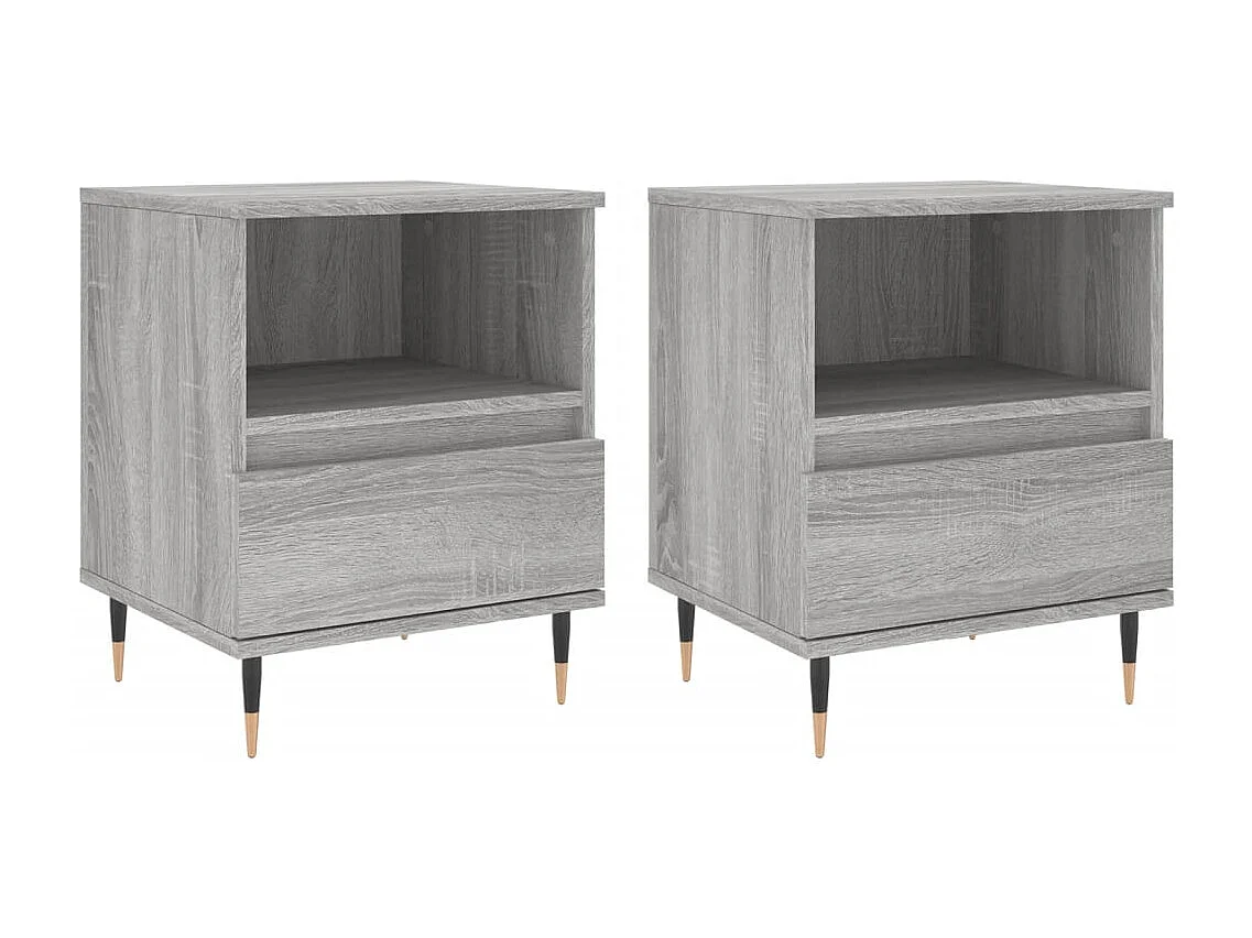 2er-Set Nachttische Nachtschrank Grau Sonoma 40x35x50 cm Holzwerkstoff -RN80536