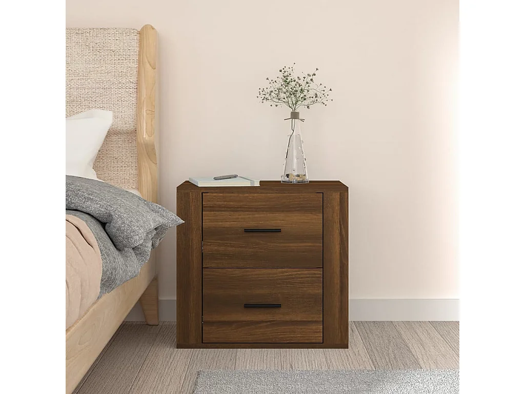 Wand-Nachttisch Nachtschrank Braun Eichen-Optik 50x36x47 cm -RN49263
