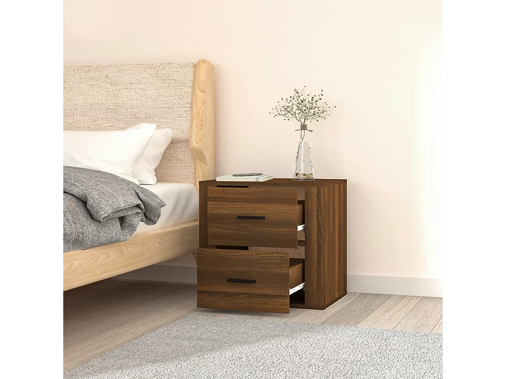 Wand-Nachttisch Nachtschrank Braun Eichen-Optik 50x36x47 cm -RN49263