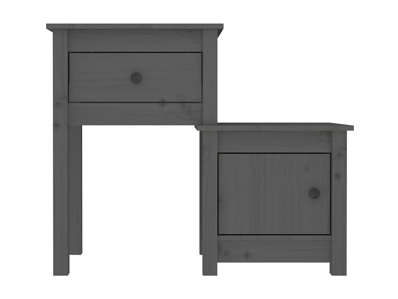 Nachttisch Grau Nachtschrank 79,5x38x65,5 cm Massivholz Kiefer -RN93991