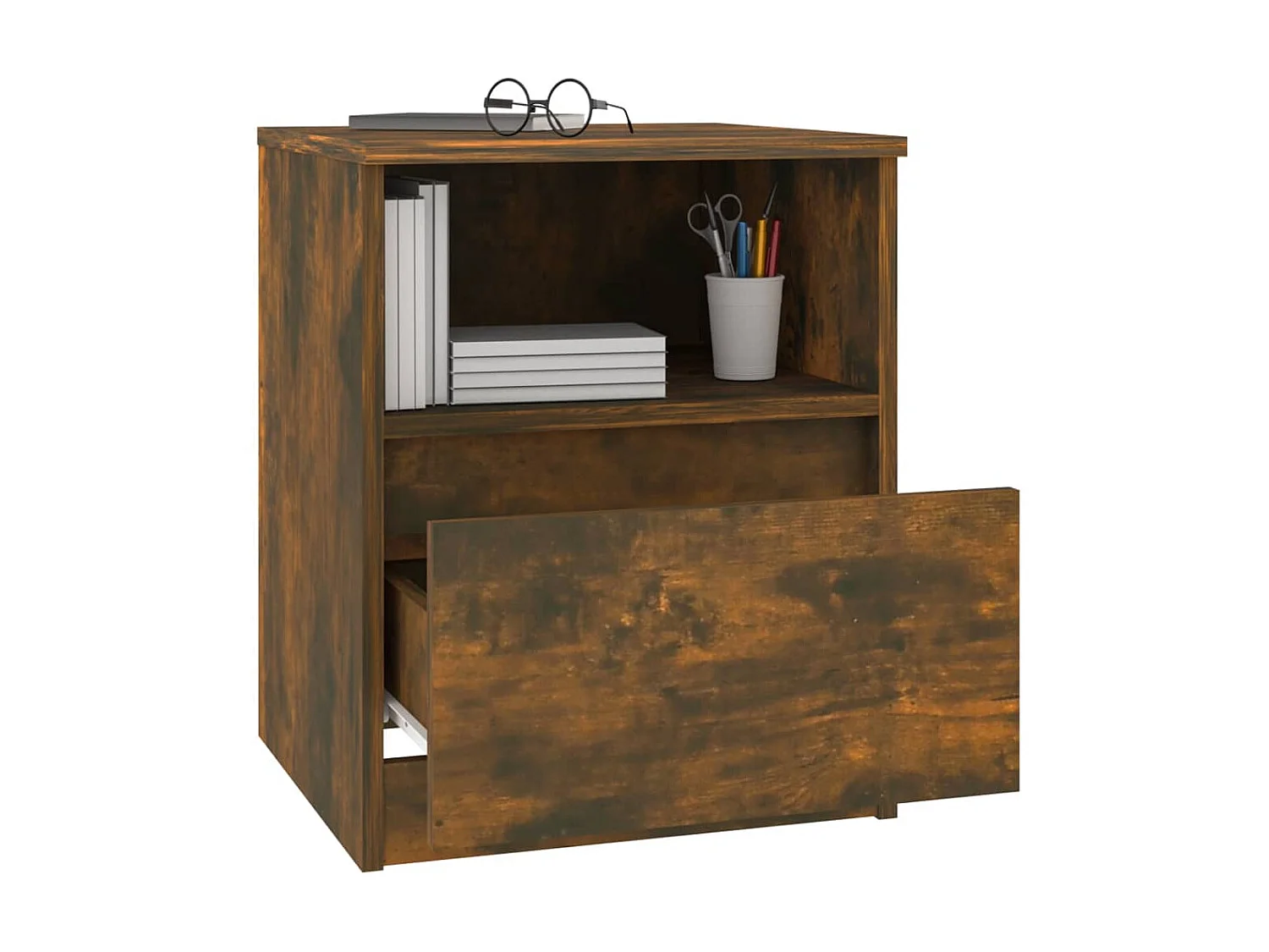 Nachttisch Nachtschrank Räuchereiche 40x40x50 cm Holzwerkstoff -RN78729