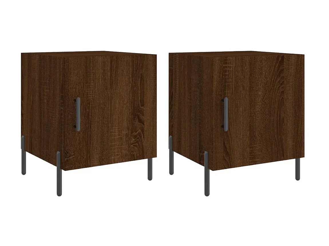 2er-Set Nachttische Nachtschrank Braun Eichen-Optik 40x40x50 cm Holzwerkstoff -RN87572
