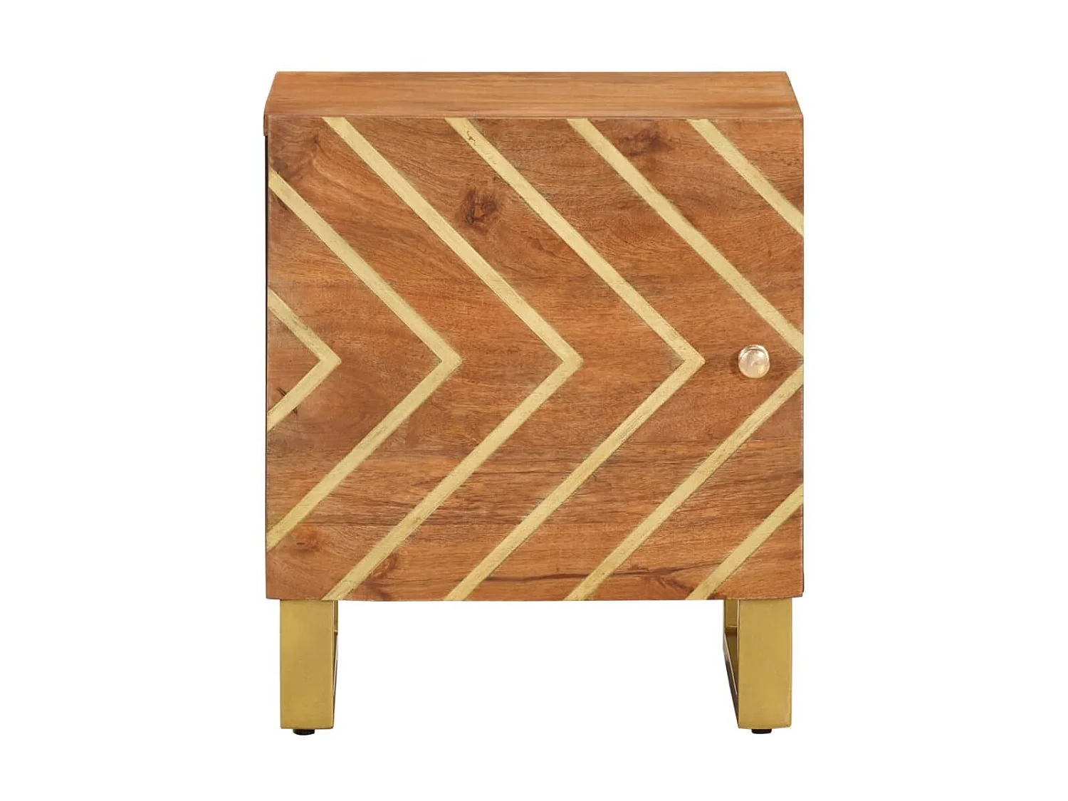 Nachttisch Nachtschrank Braun und Schwarz Massivholz Mango -RN32628