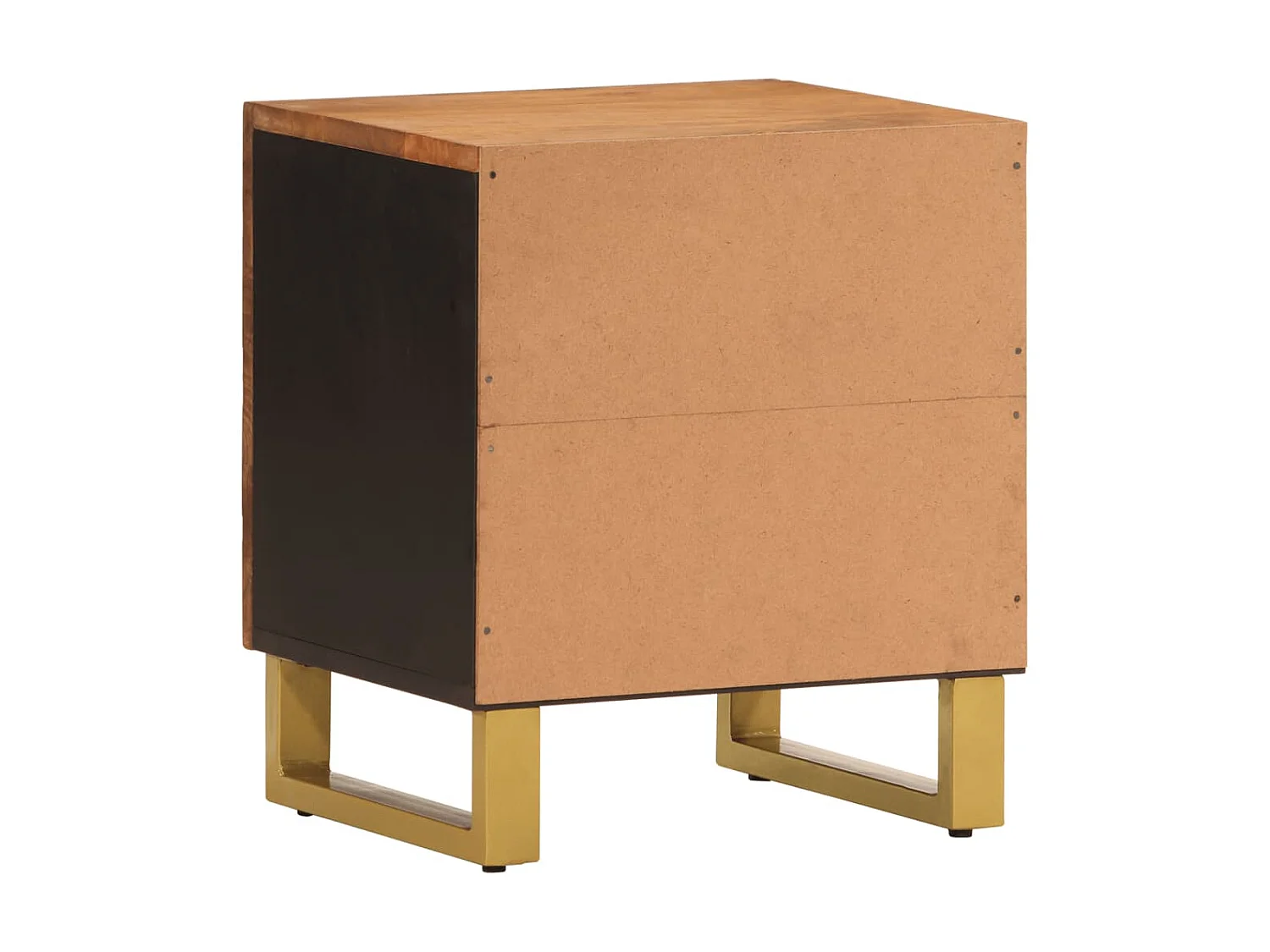 Nachttisch Nachtschrank Braun und Schwarz Massivholz Mango -RN32628