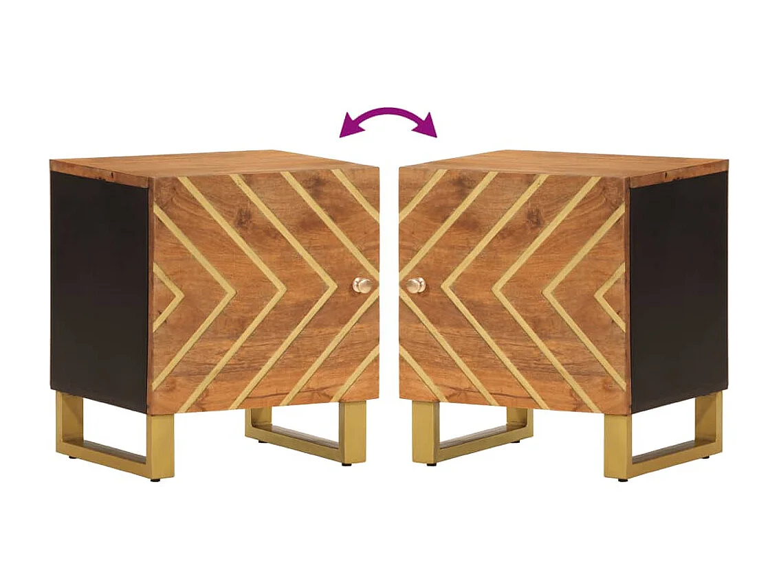 Nachttisch Nachtschrank Braun und Schwarz Massivholz Mango -RN32628