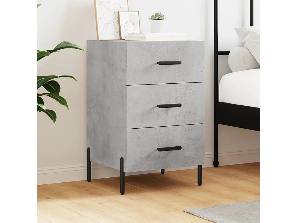 Nachttisch Betongrau Nachtschrank 40x40x66 cm Holzwerkstoff -RN84241