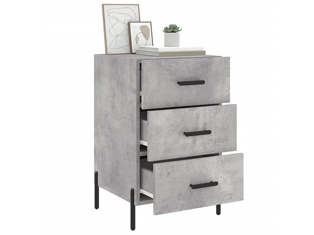 Nachttisch Betongrau Nachtschrank 40x40x66 cm Holzwerkstoff -RN84241
