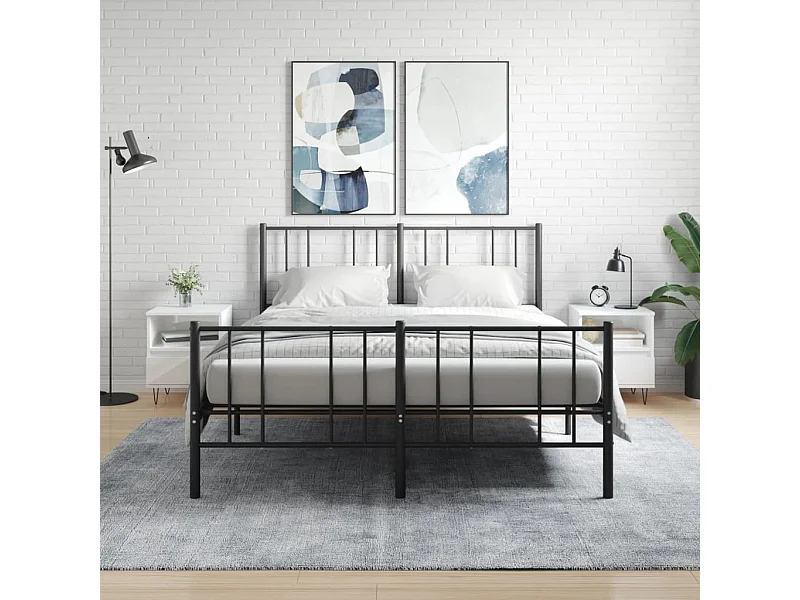 2er-Set Nachttische Nachtschrank Hochglanz-Weiß 40x35x50 cm Holzwerkstoff -RN92221