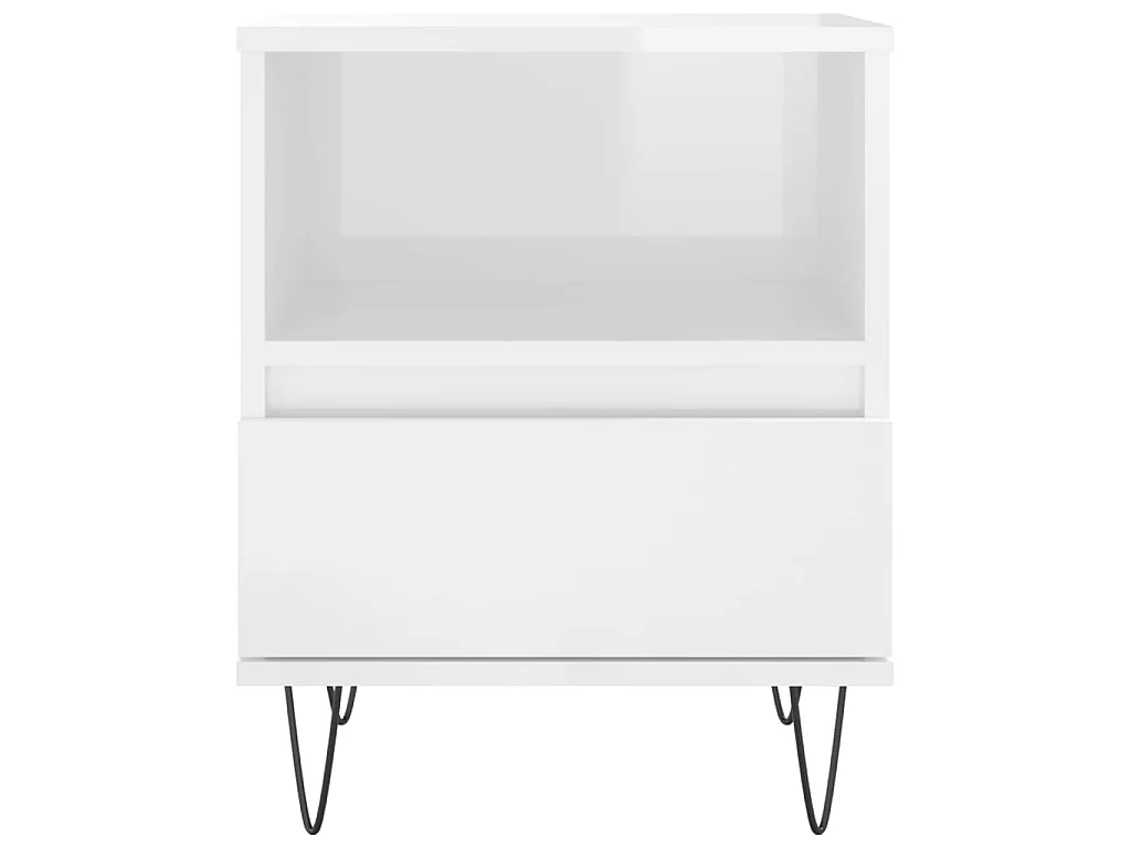 2er-Set Nachttische Nachtschrank Hochglanz-Weiß 40x35x50 cm Holzwerkstoff -RN92221