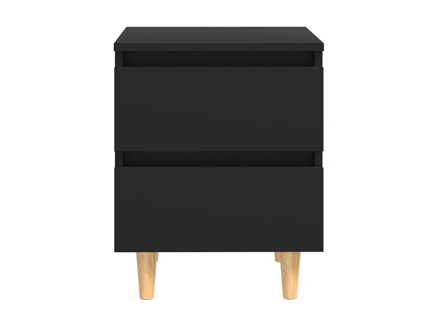 2er-Set Nachttische Nachtschrank mit Kiefernholz-Beinen Schwarz 40x35x50 cm -RN75919