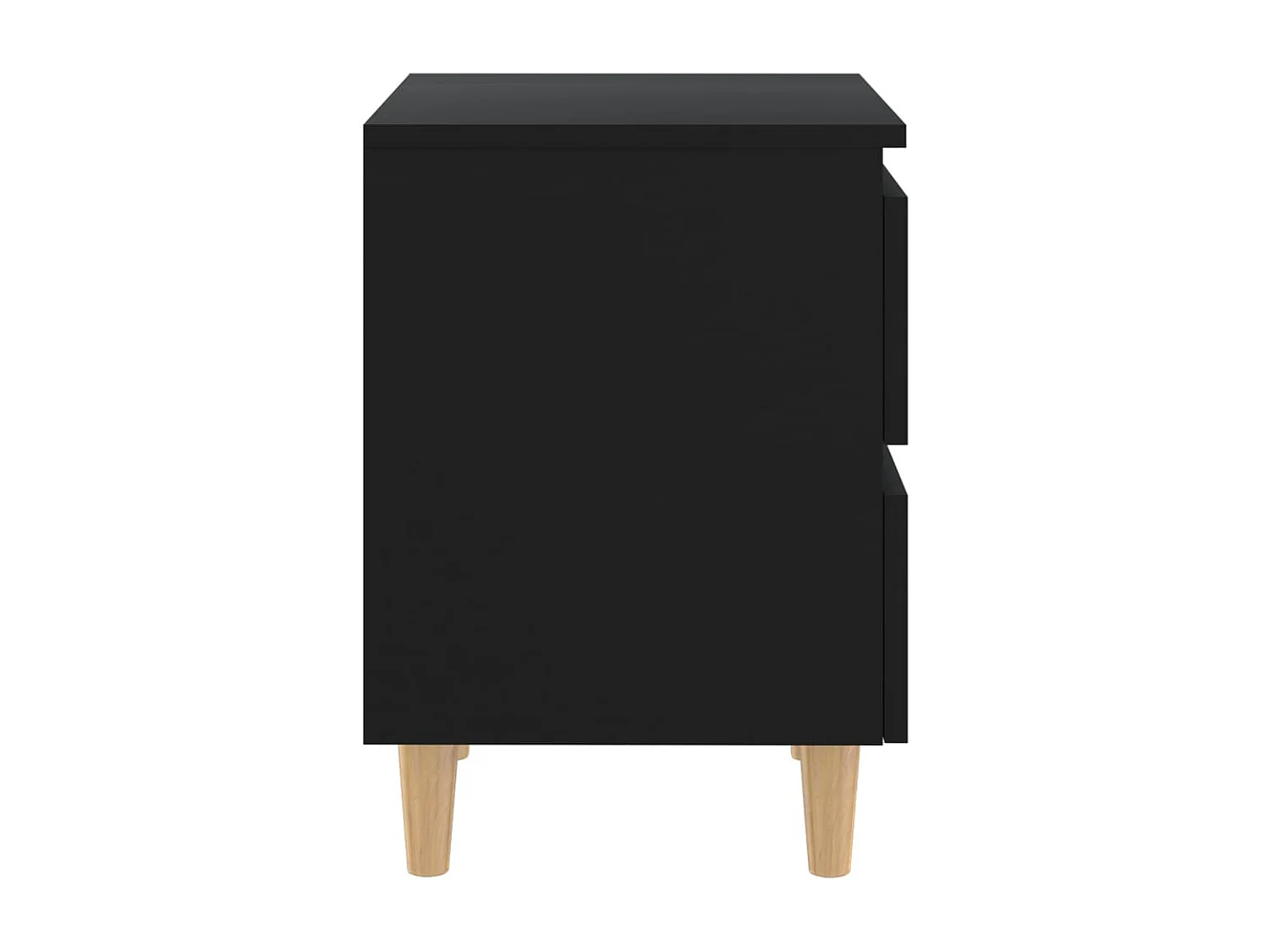 2er-Set Nachttische Nachtschrank mit Kiefernholz-Beinen Schwarz 40x35x50 cm -RN75919