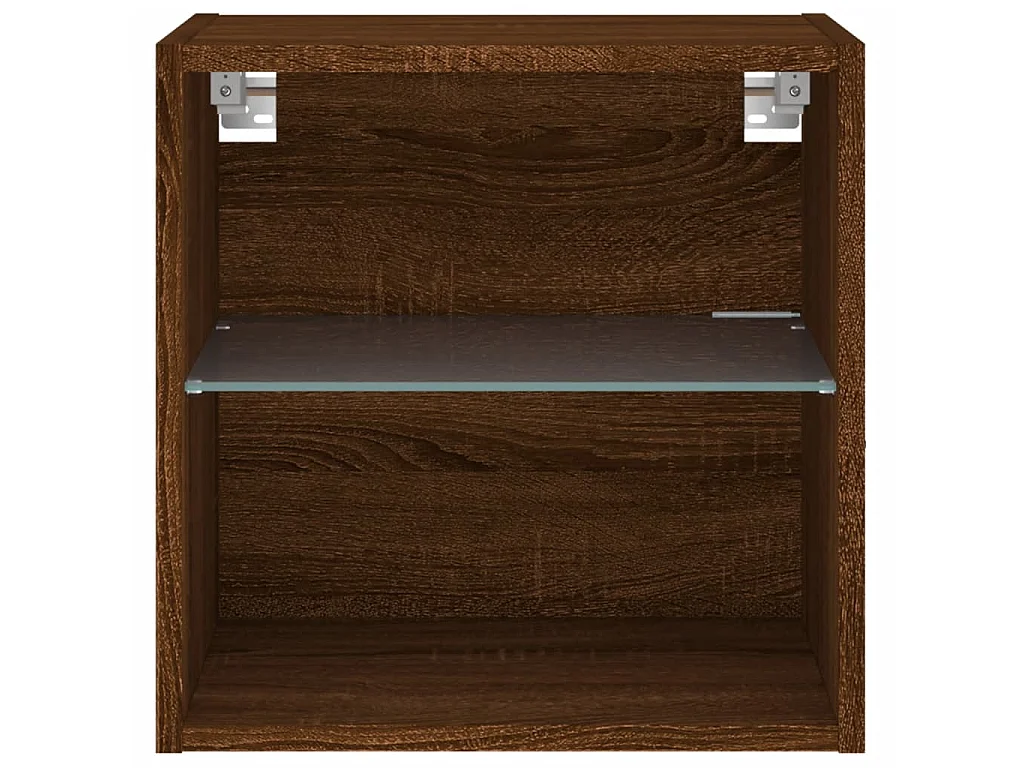 Wand-Nachttisch Nachtschrank mit LED-Leuchten Braun Eichen-Optik -RN56389