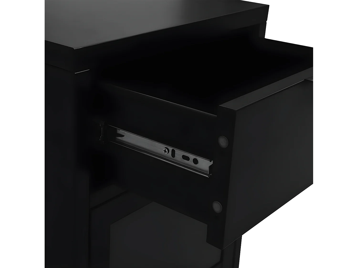 Nachttisch Nachtschrank Schwarz 40x30x54,5 cm Stahl und Glas -RN44773