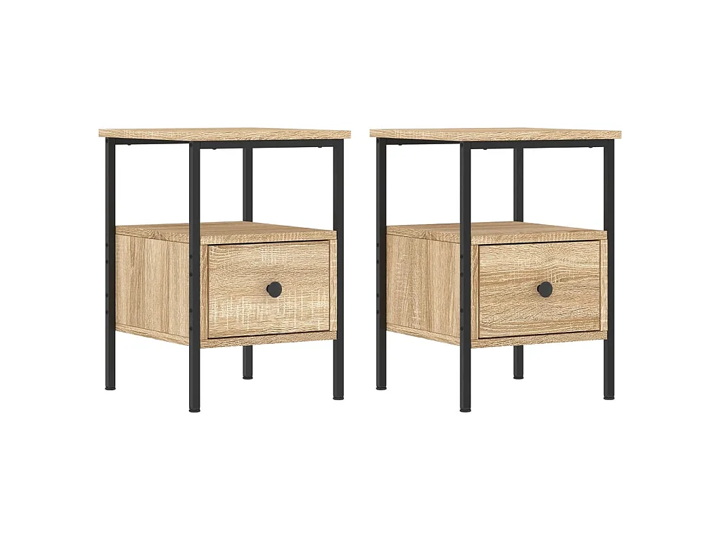 2er-Set Nachttische Nachtschrank Sonoma-Eiche 34x36x50 cm Holzwerkstoff -RN87300