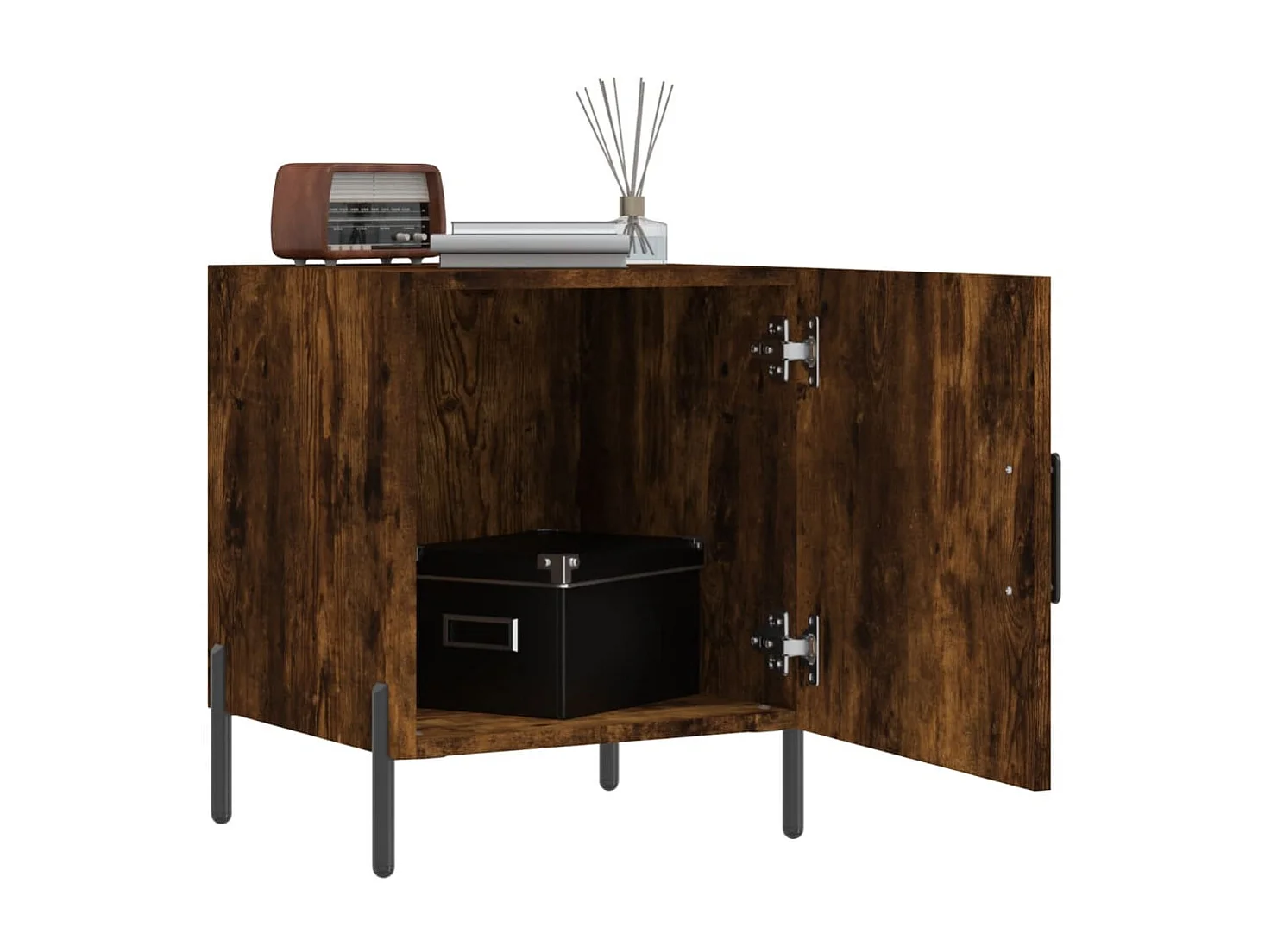 2er-Set Nachttische Nachtschrank Räuchereiche 40x40x50 cm Holzwerkstoff -RN97493