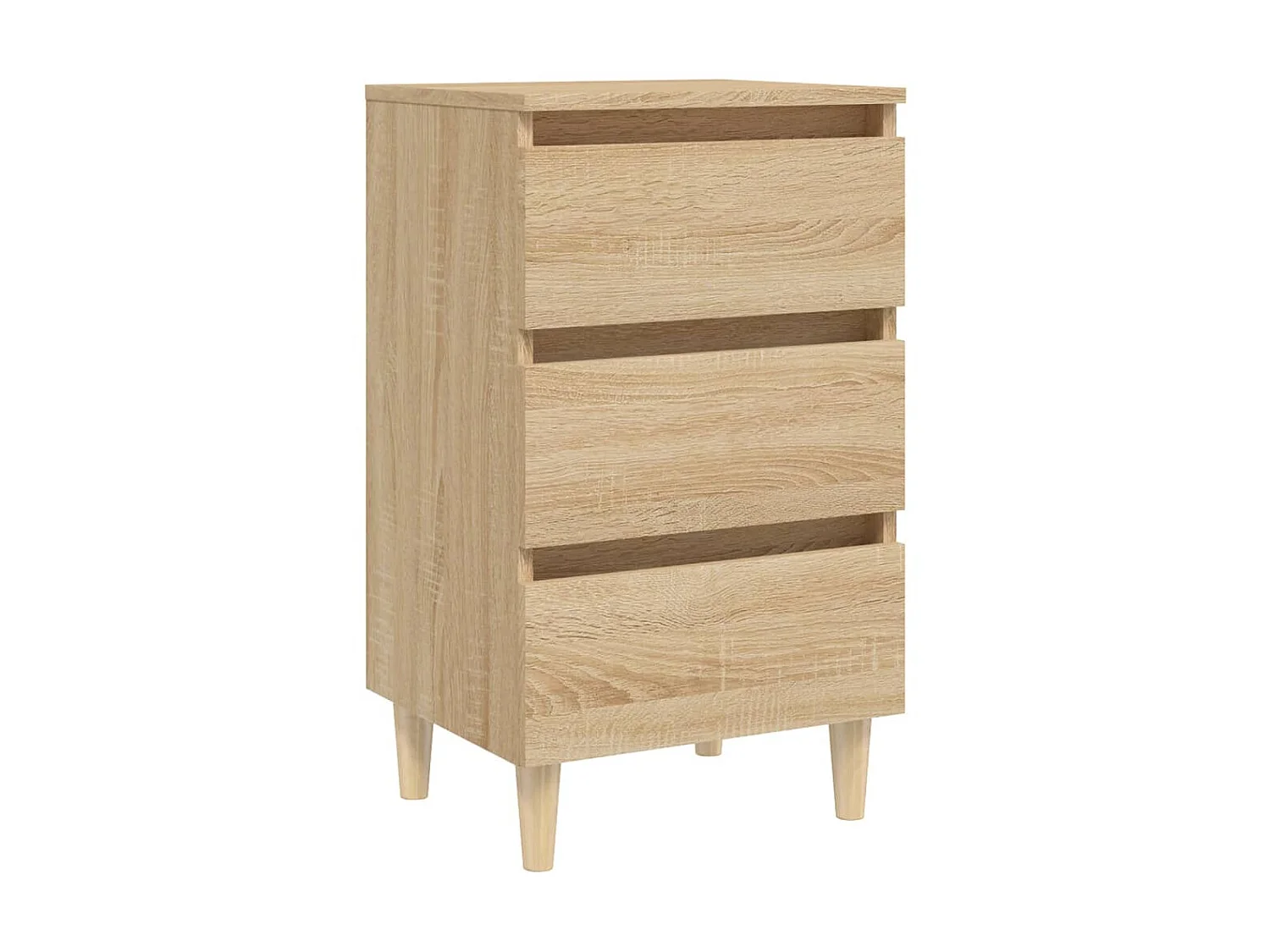 Nachttisch Nachtschrank mit Massivholz-Beinen Sonoma-Eiche 40x35x69 cm -RN74615