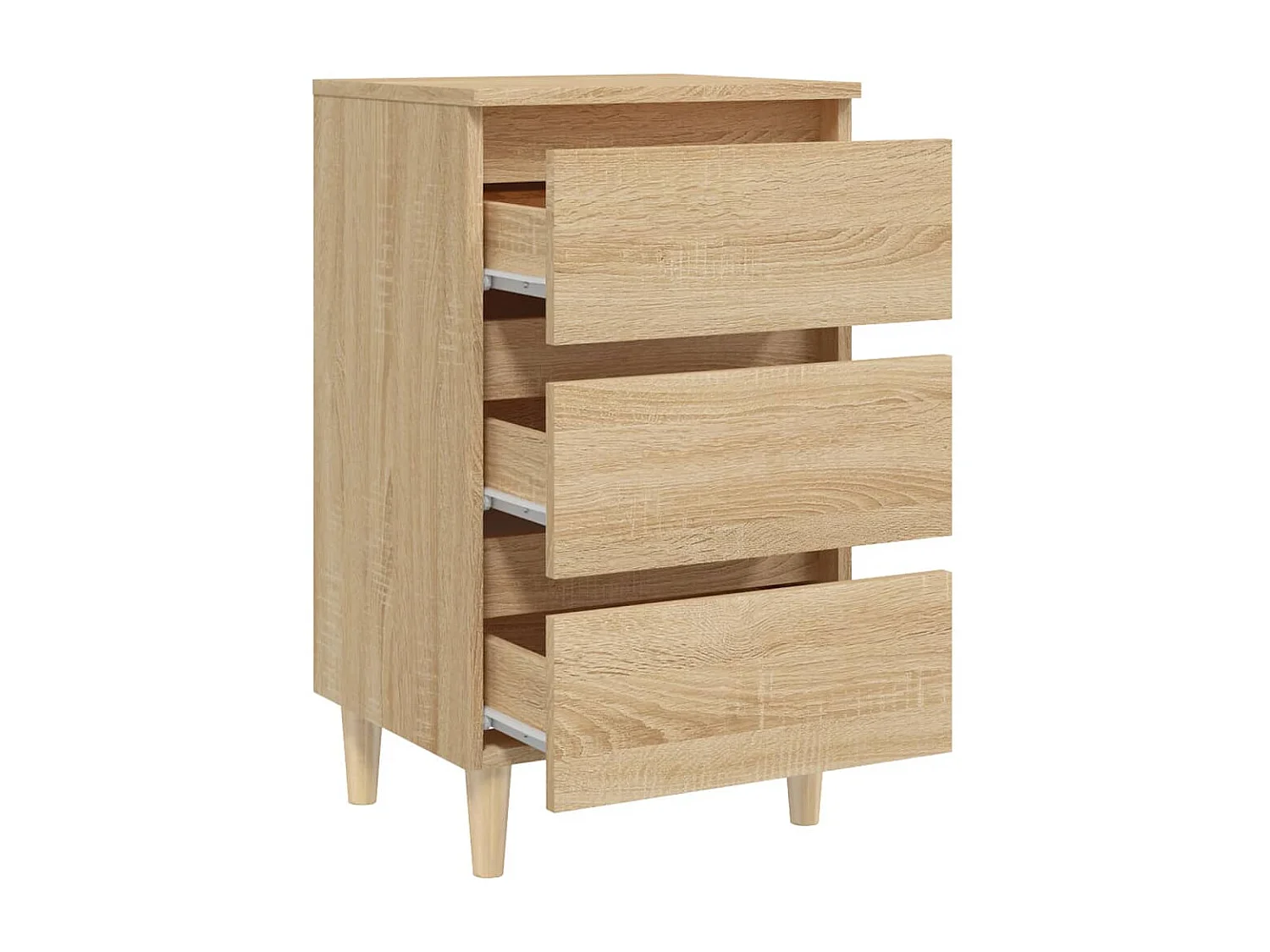 Nachttisch Nachtschrank mit Massivholz-Beinen Sonoma-Eiche 40x35x69 cm -RN74615