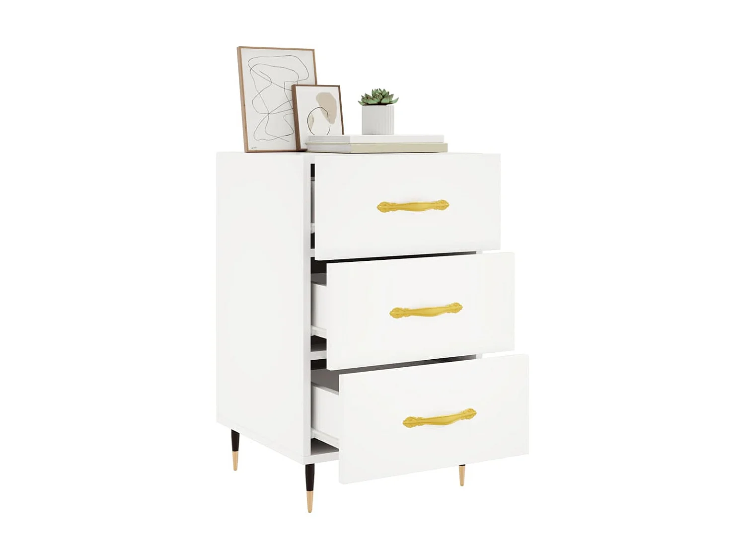 Nachttisch Nachtschrank Weiß 40x40x66 cm Holzwerkstoff -RN12798