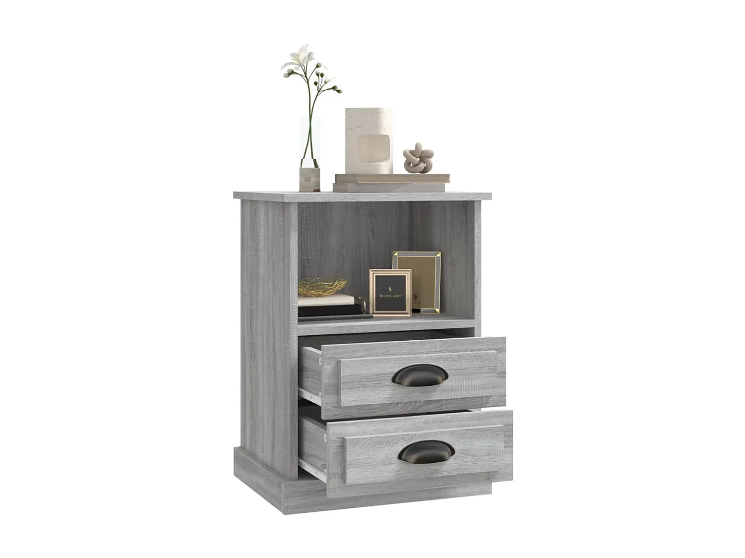 2er-Set Nachttische Nachtschrank Grau Sonoma 43x36x60 cm -RN77230