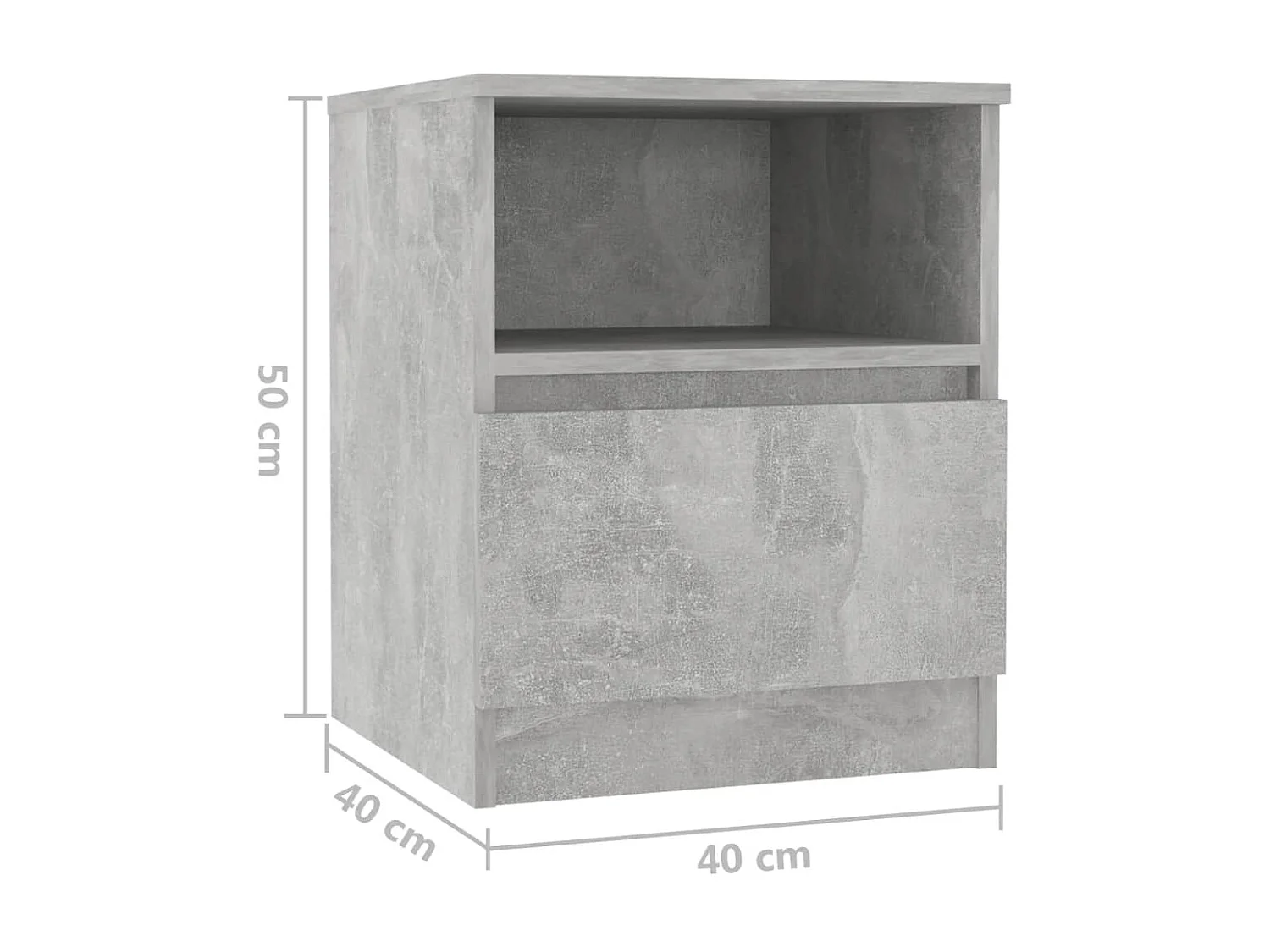 Nachttisch Betongrau Nachtschrank 40x40x50 cm Holzwerkstoff -RN11958