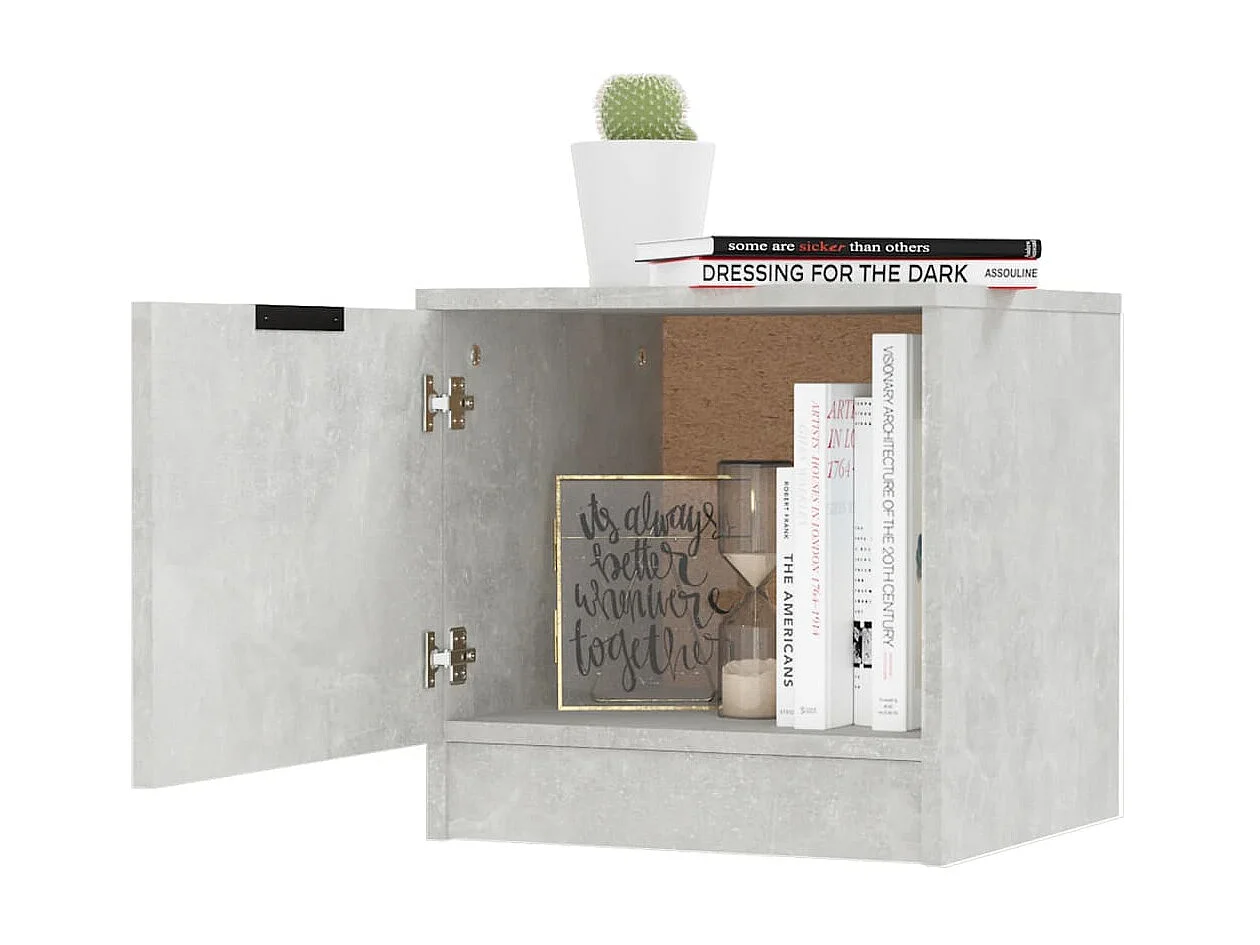 2er-Set Nachttische Nachtschrank Betongrau 40x39x40 cm -RN85615