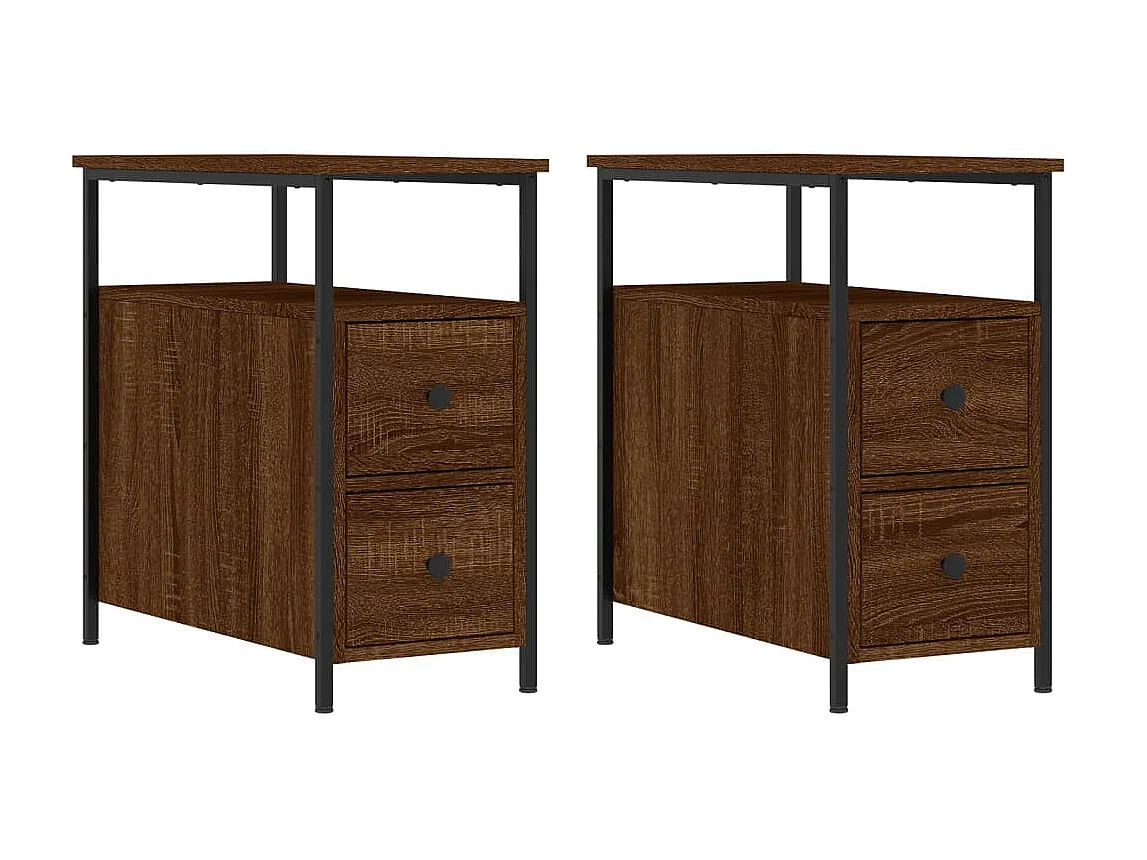 2er-Set Nachttische Nachtschrank Braun Eichen-Optik 30x60x60 cm Holzwerkstoff -RN73683