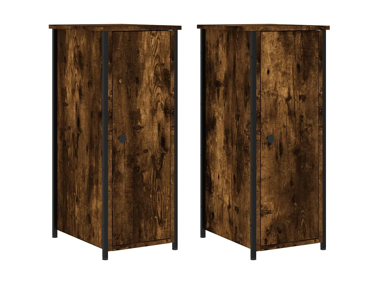 2er-Set Nachttische Nachtschrank Räuchereiche 32x42x80 cm Holzwerkstoff -RN28924