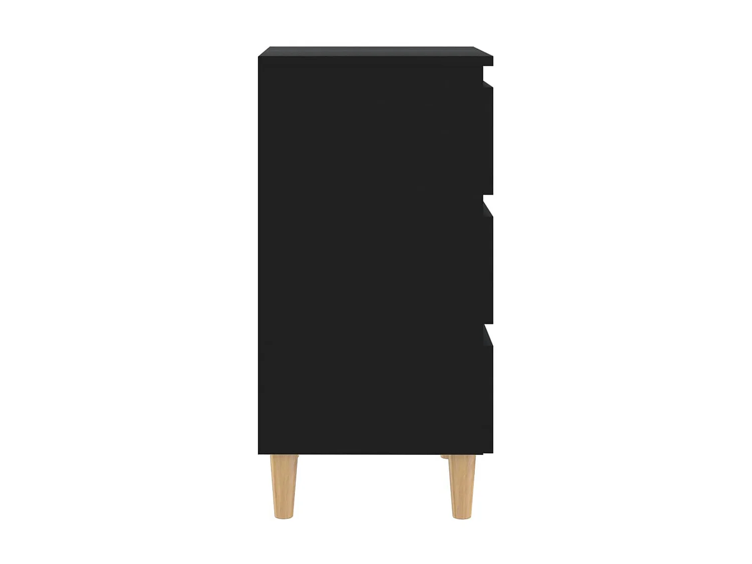 Nachttisch Nachtschrank mit Massivholz-Beinen Schwarz 40x35x69 cm -RN74510