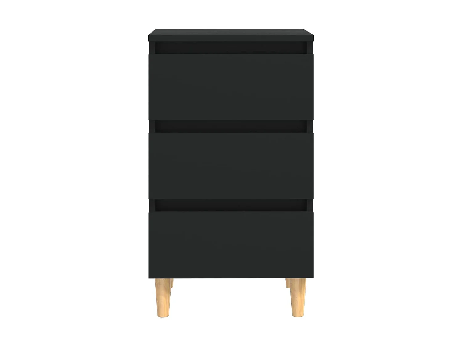 Nachttisch Nachtschrank mit Massivholz-Beinen Schwarz 40x35x69 cm -RN74510