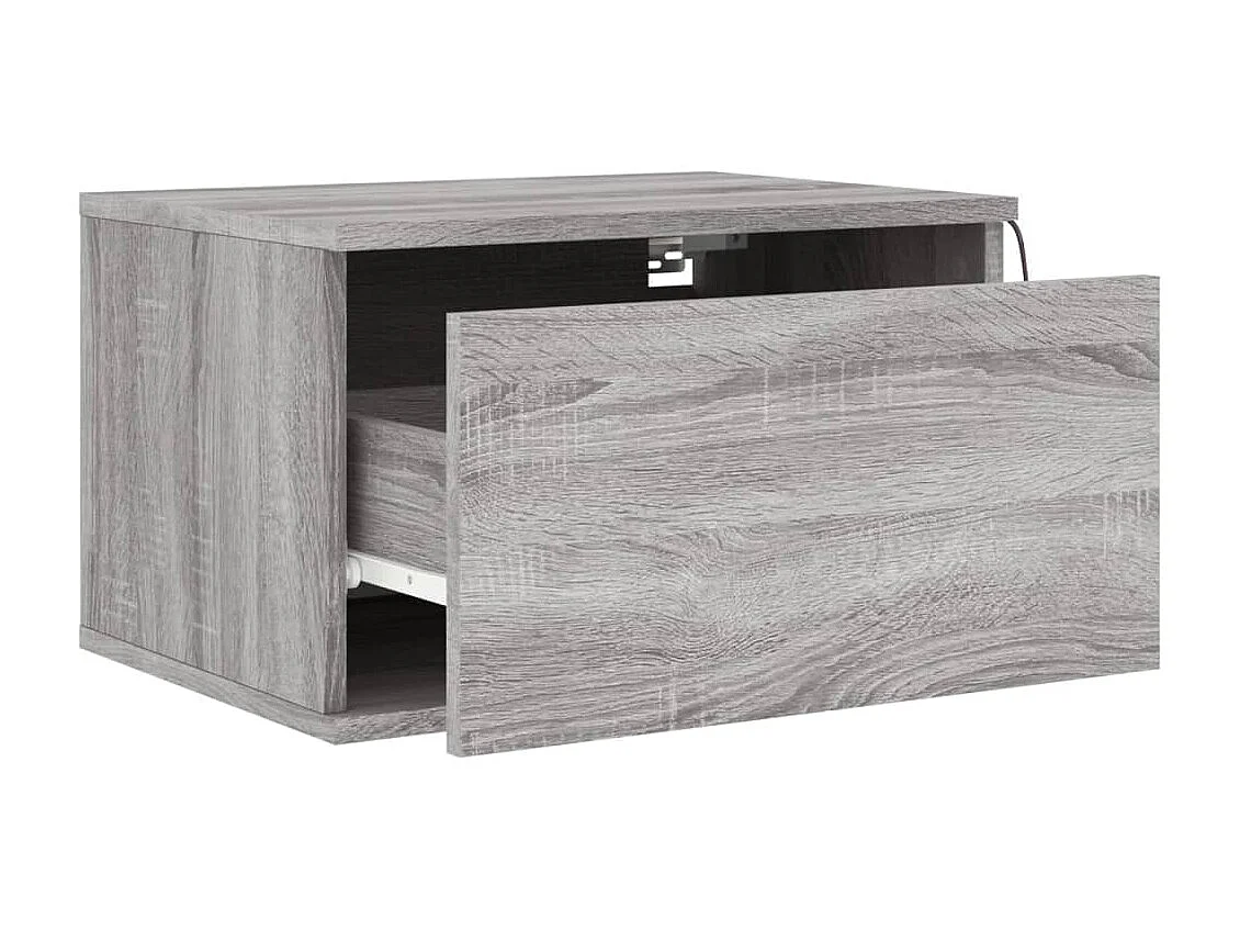 Wand-Nachttisch Nachtschrank mit LED-Leuchten Grau Sonoma -RN95180