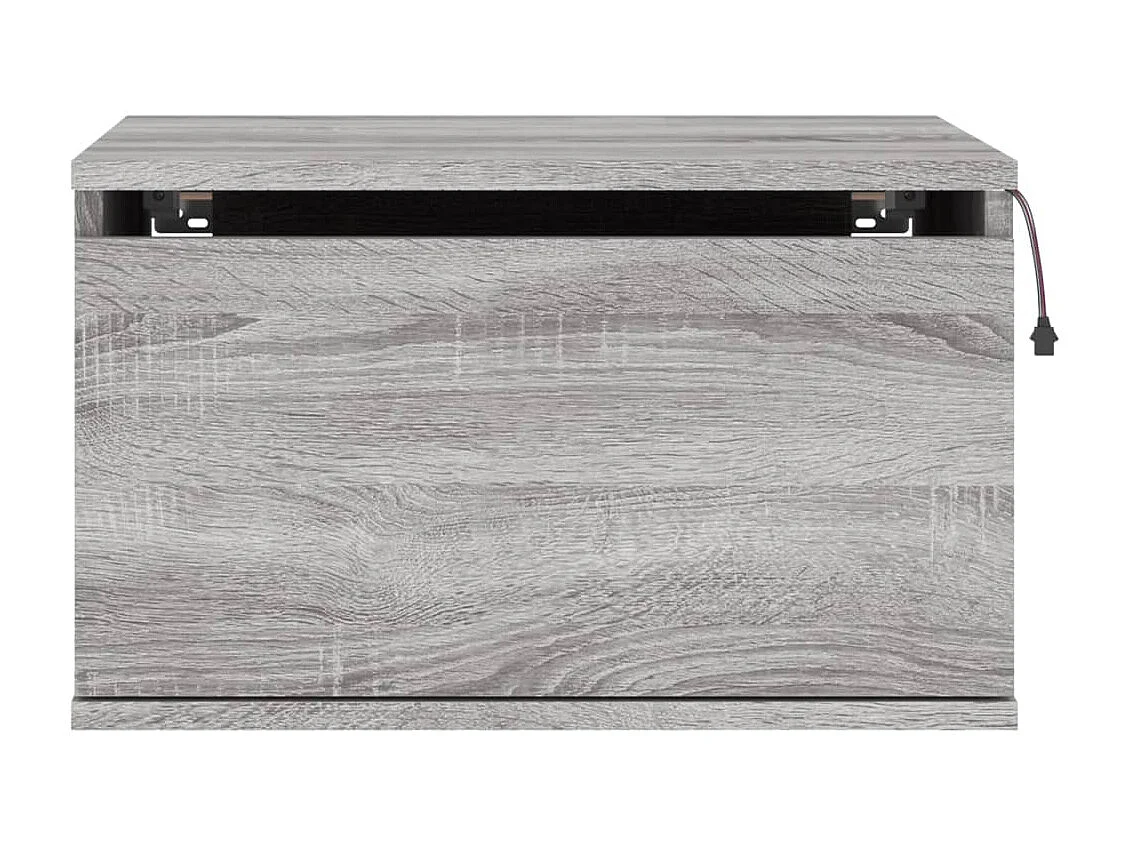 Wand-Nachttisch Nachtschrank mit LED-Leuchten Grau Sonoma -RN95180