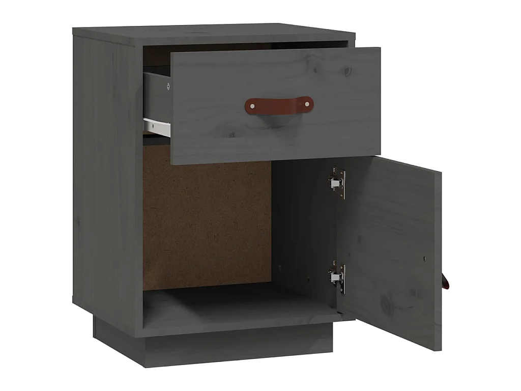 2er-Set Nachttische Nachtschrank Grau 40x34x55 cm Massivholz Kiefer -RN85985