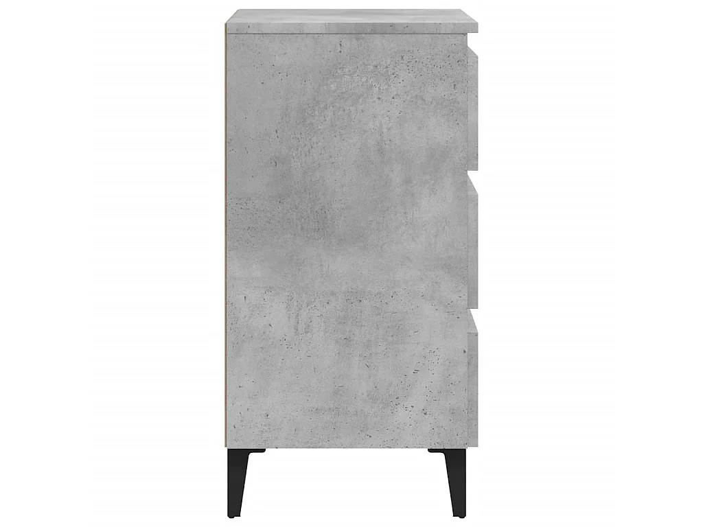Nachttisch Nachtschrank mit Metallbeinen Betongrau 40x35x69 cm -RN42680