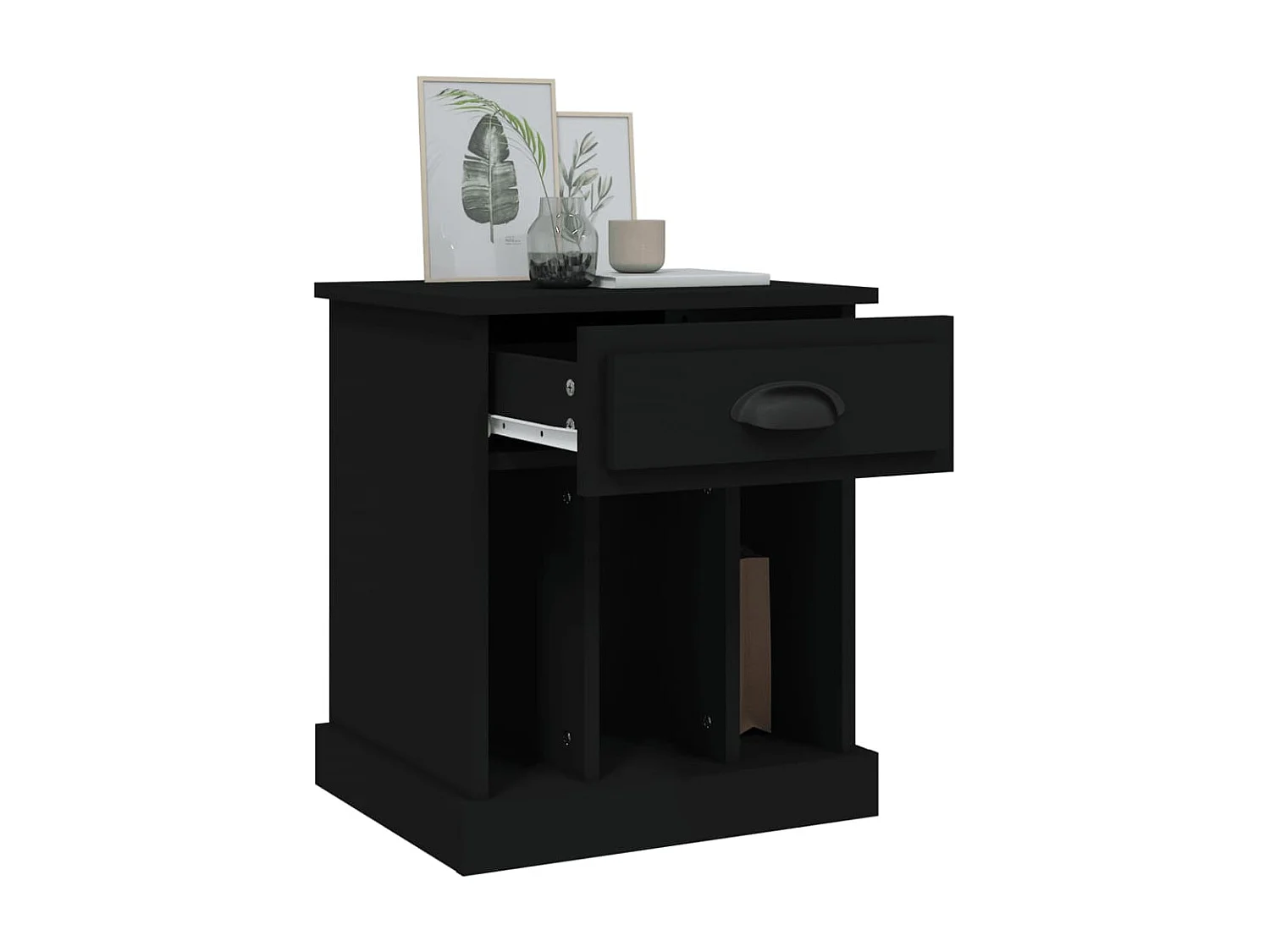 2er-Set Nachttische Nachtschrank Schwarz 43x36x50 cm -RN28034