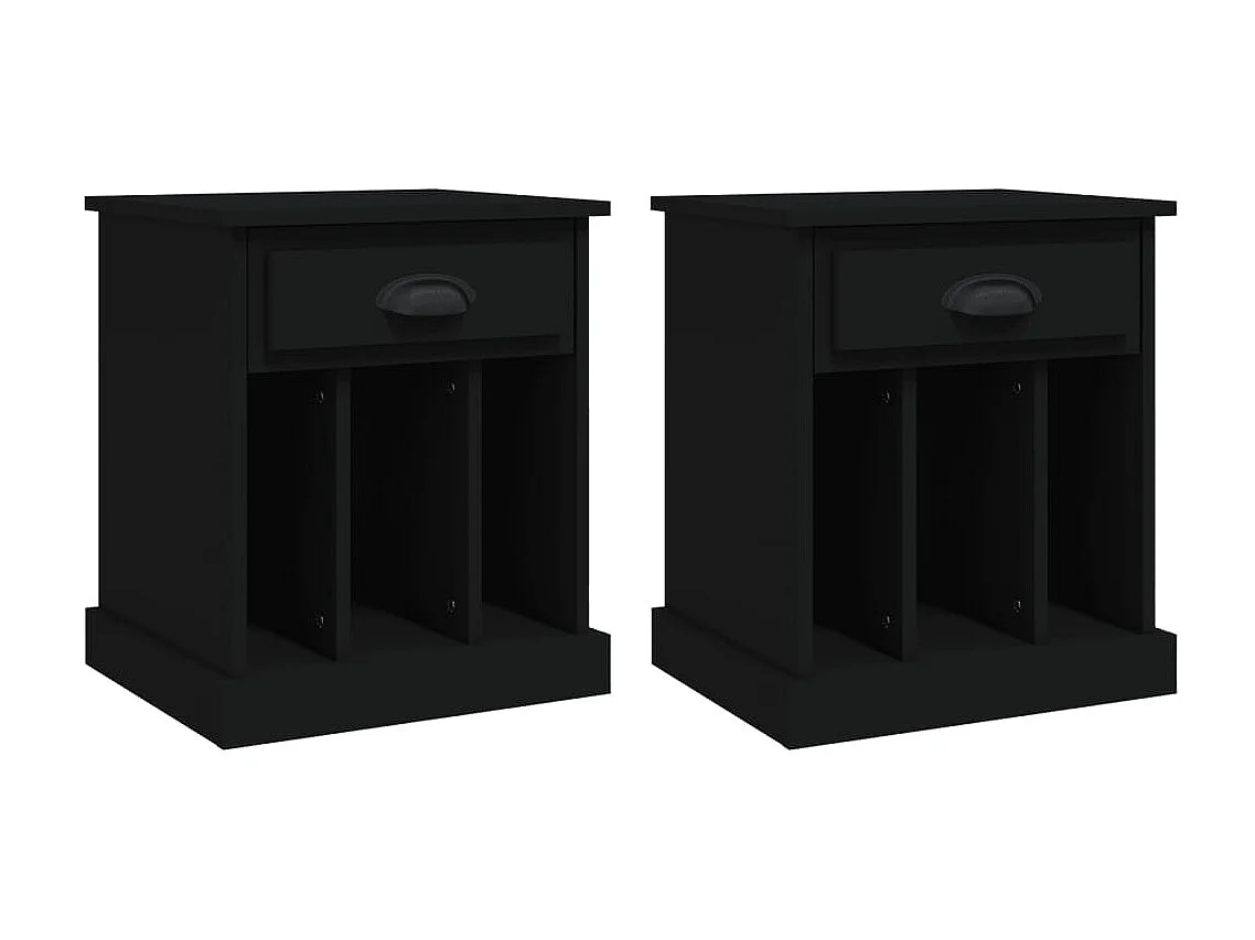 2er-Set Nachttische Nachtschrank Schwarz 43x36x50 cm -RN28034