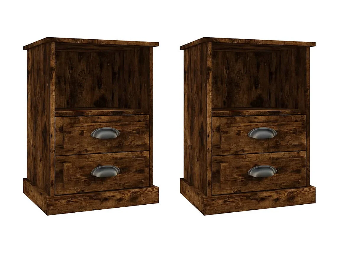 2er-Set Nachttische Nachtschrank Räuchereiche 43x36x60 cm -RN53678